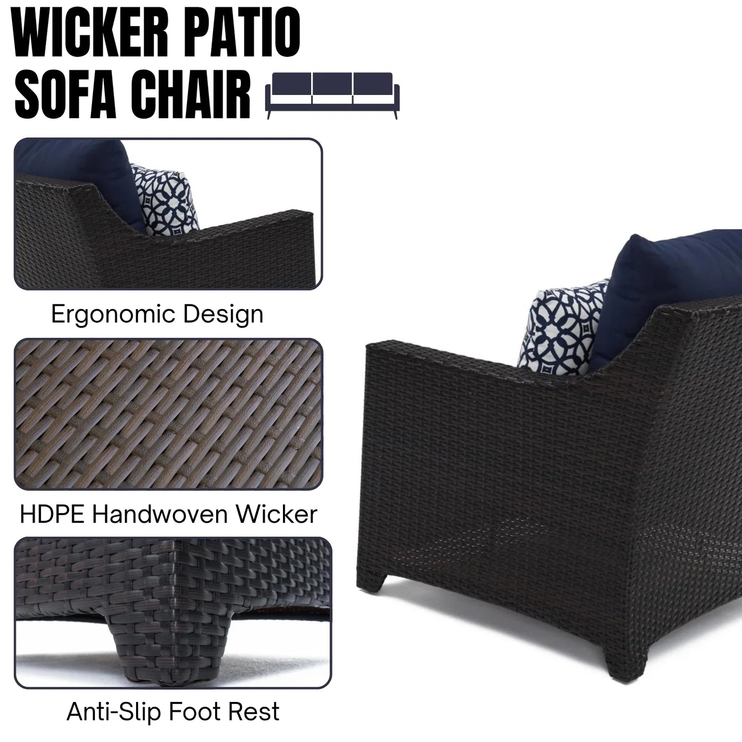 Jaya Outdoor All-Weather Rattan Wicker Three Seater Sofa