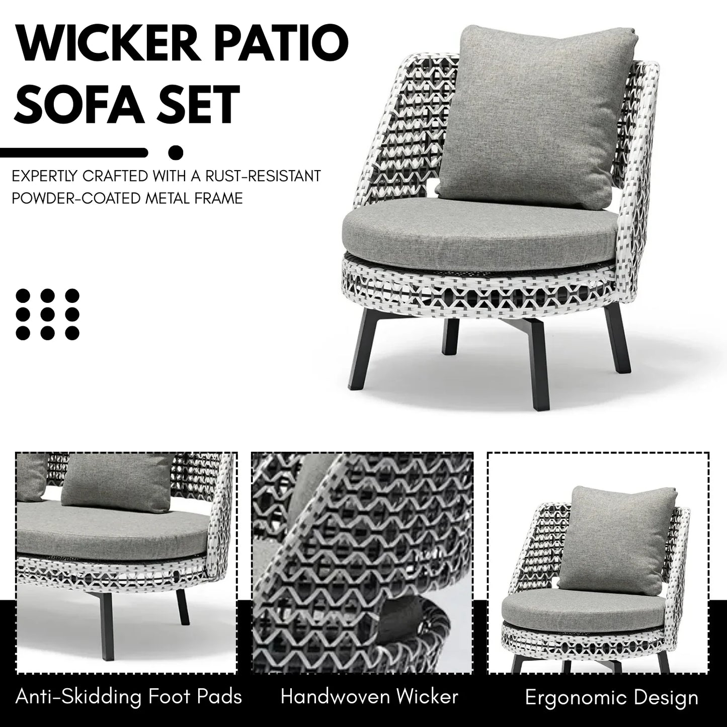 Lujayn Outdoor Double Tone Rattan Wicker Sofa Set