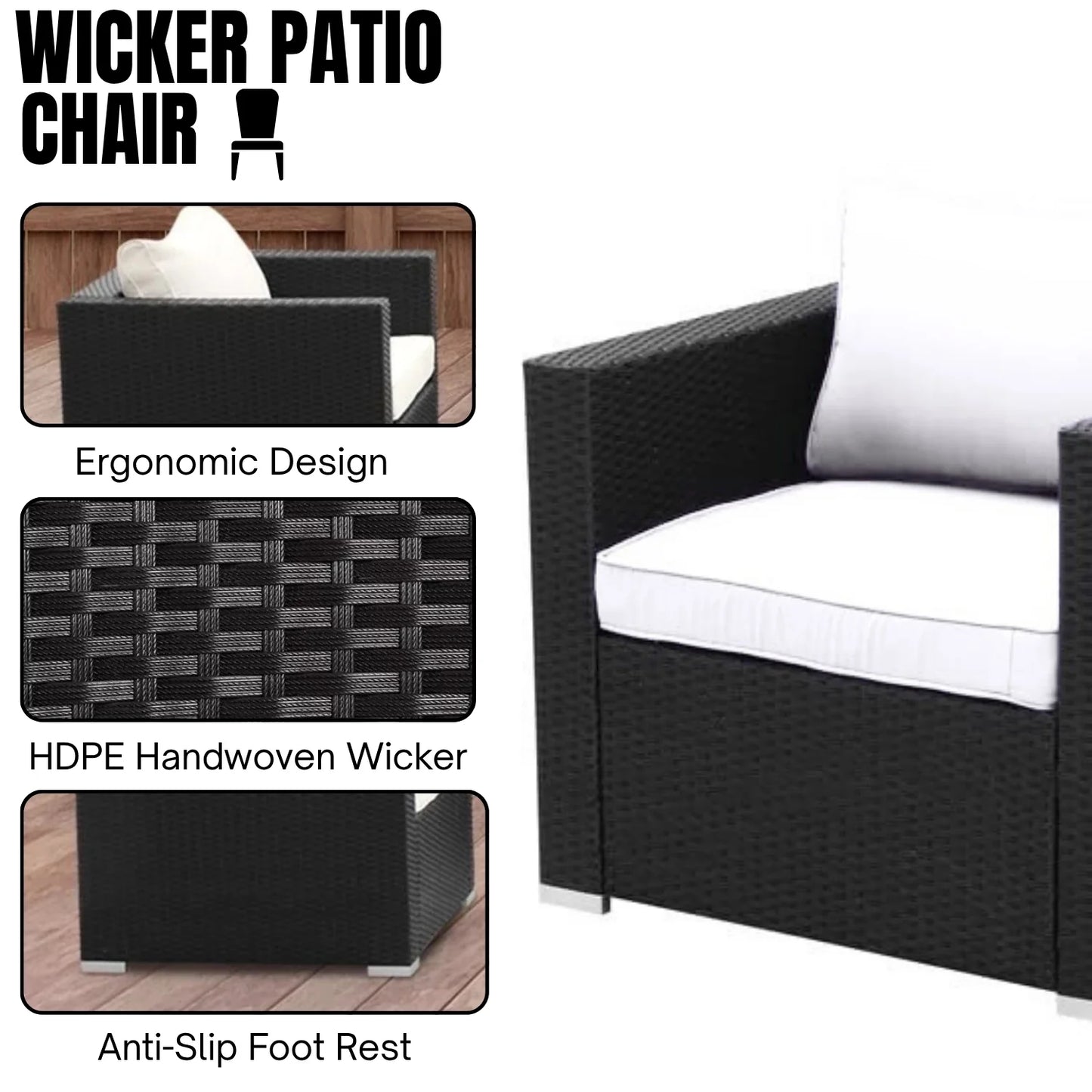 Tamara 6-Piece Outdoor Conversation Set (Black/Off-White)