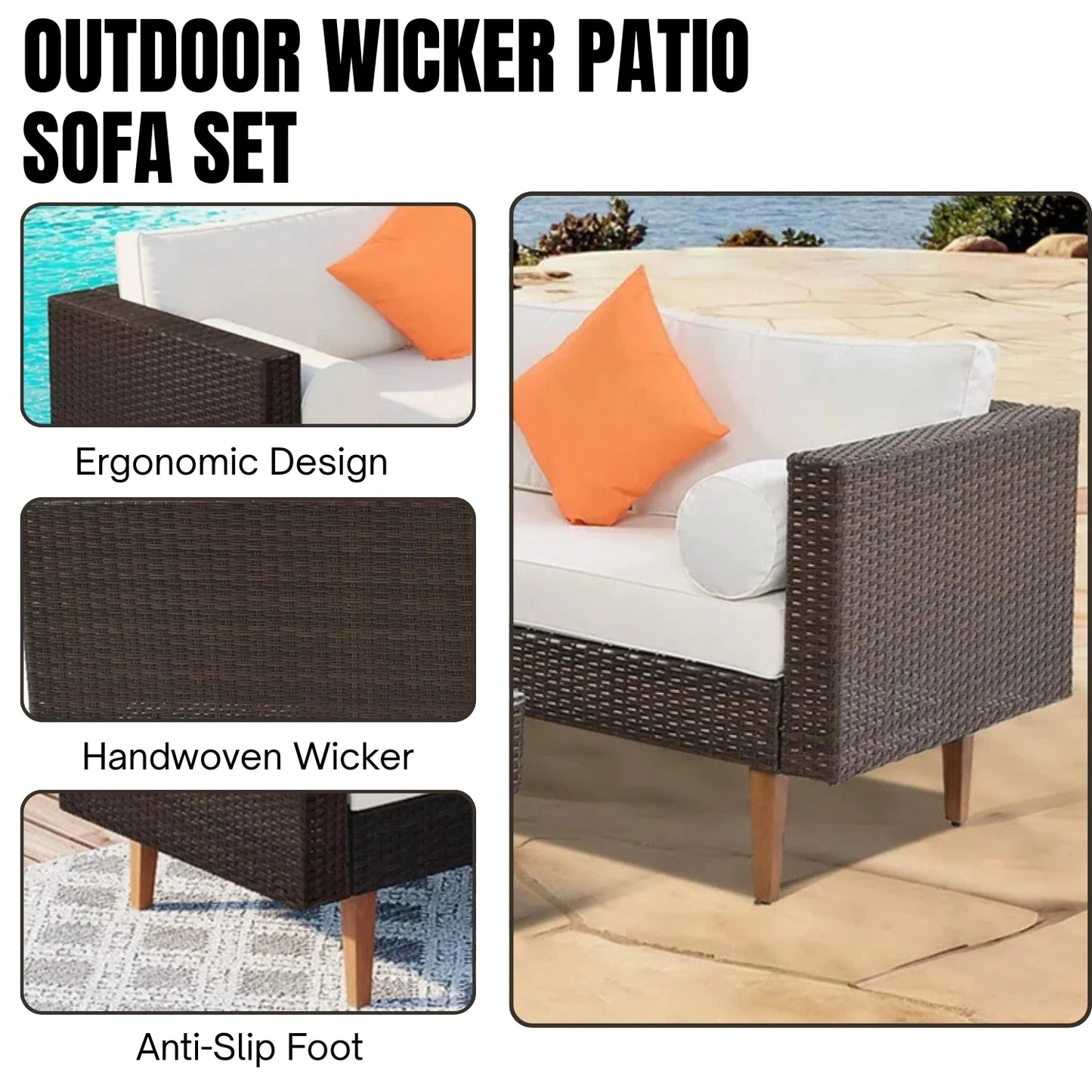 Manuela 3-Pieces Outdoor Wicker L-Shape Sofa Set