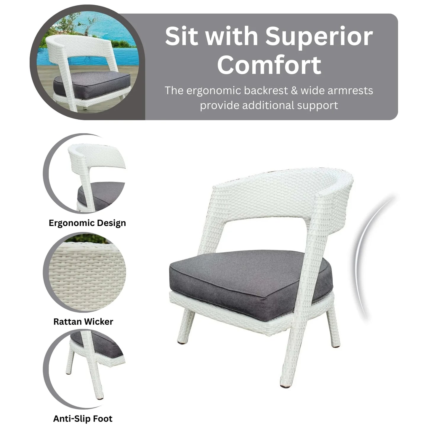 Frieda Outdoor Rattan Wicker 3-Piece Patio Set