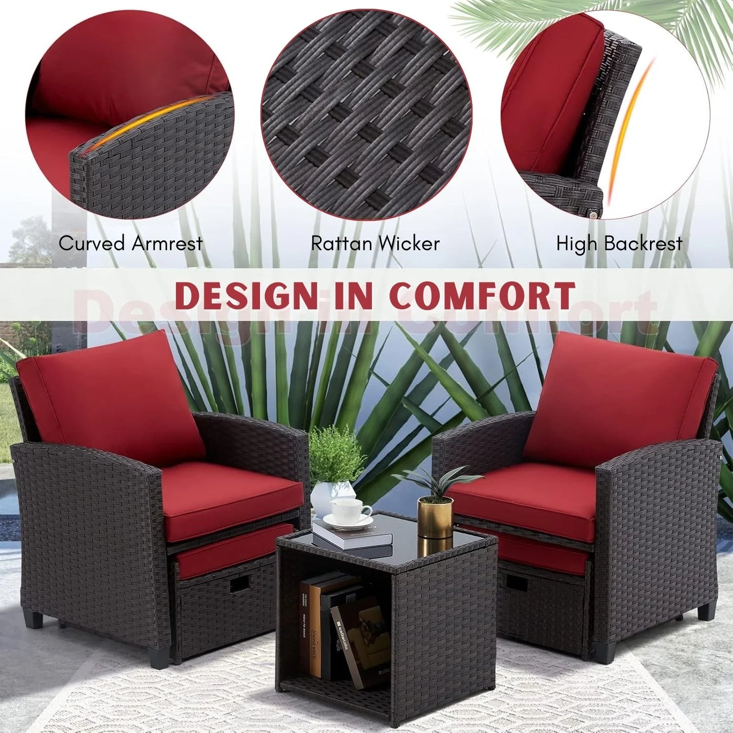 Calliope 5 Piece Outdoor Patio Wicker Furniture Set