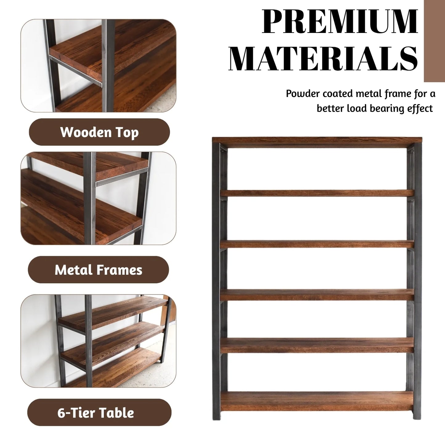 Areum 6-Tier Sheesham Wood Top Book Shelf