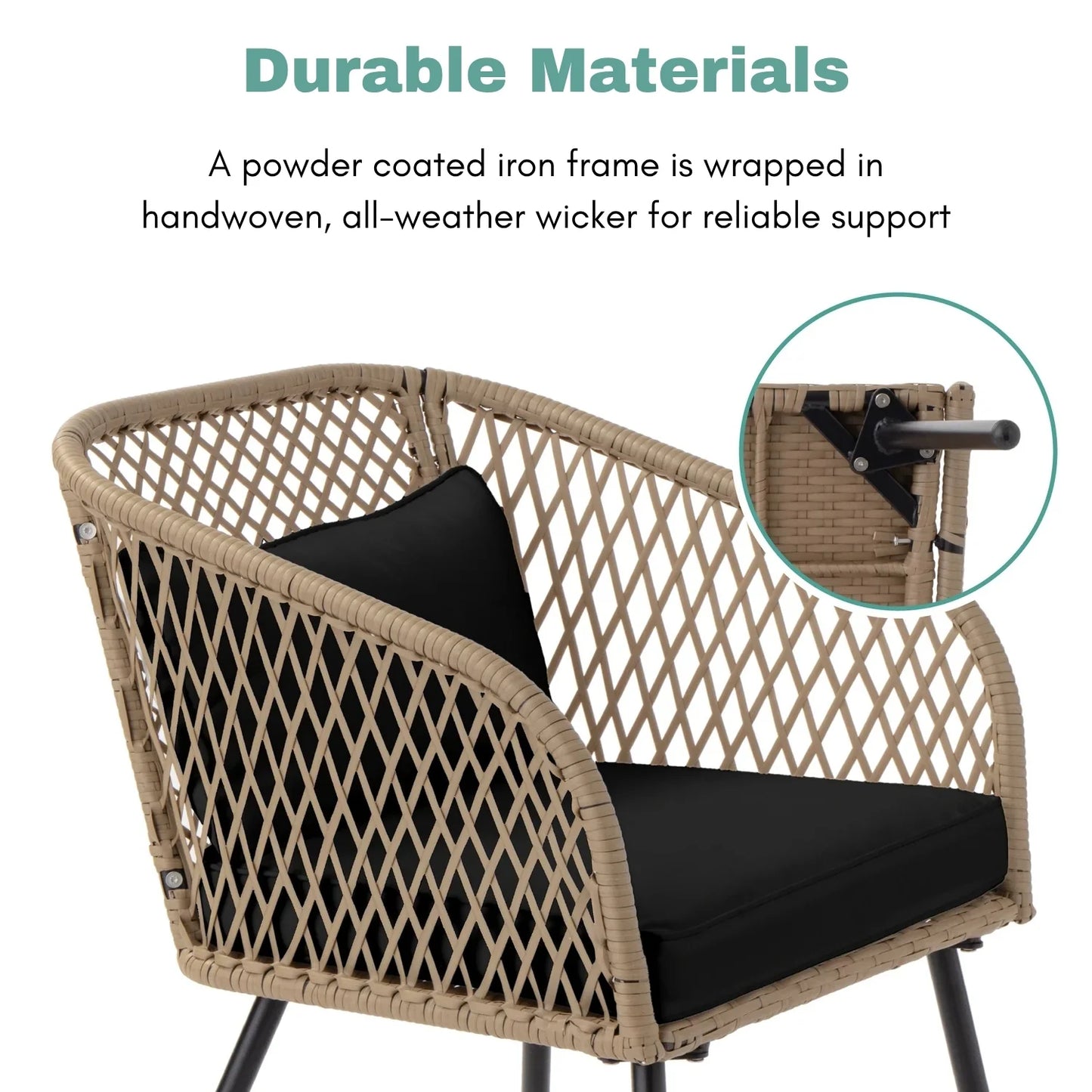 Poet Outdoor Wicker 3-Piece Patio Set