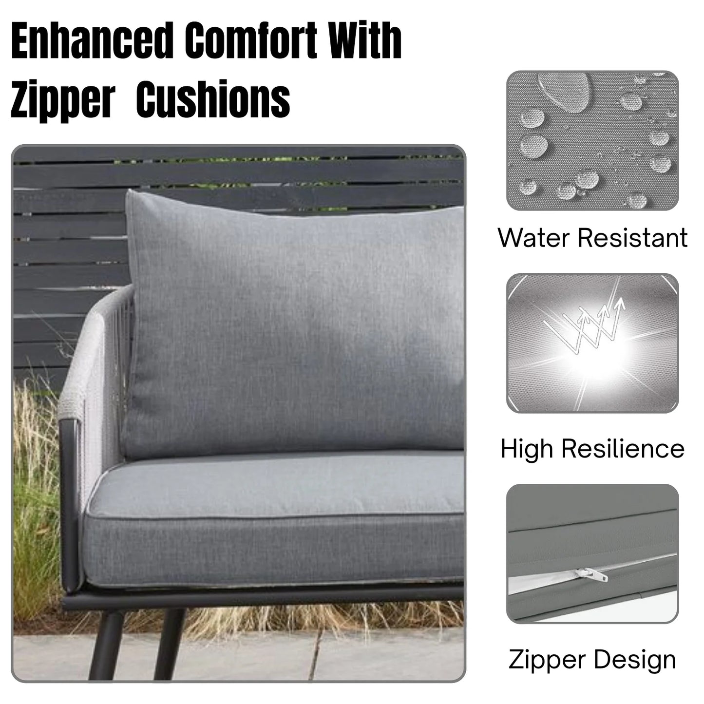 Fozia Outdoor Rope L-Shaped Conversation Sofa Set