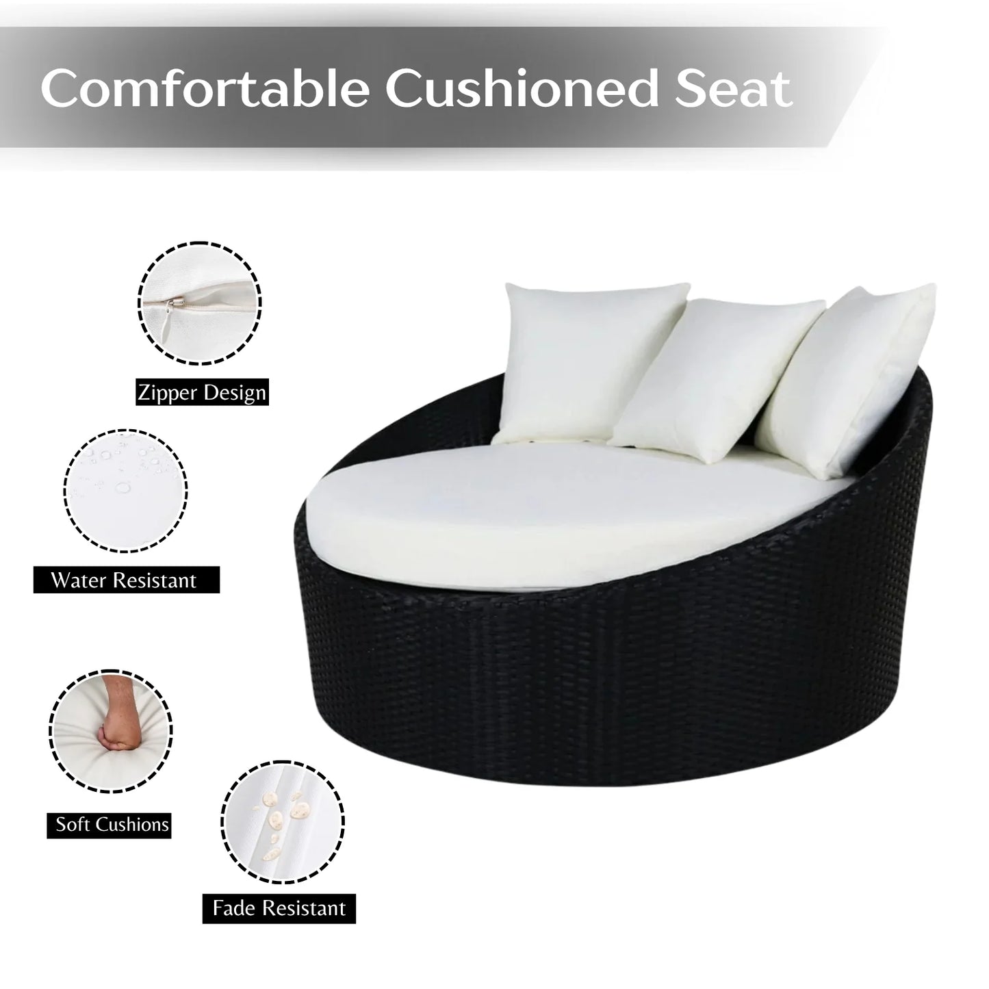 Gro Outdoor Rattan Wicker Daybed with Glass Top Table