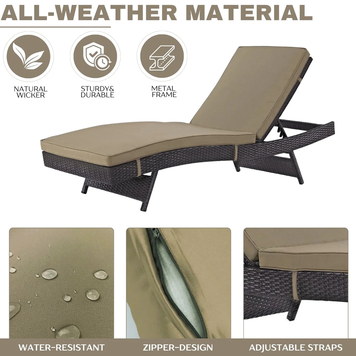 Virtudes Outdoor Rattan Wicker Chaise Lounger For Poolside