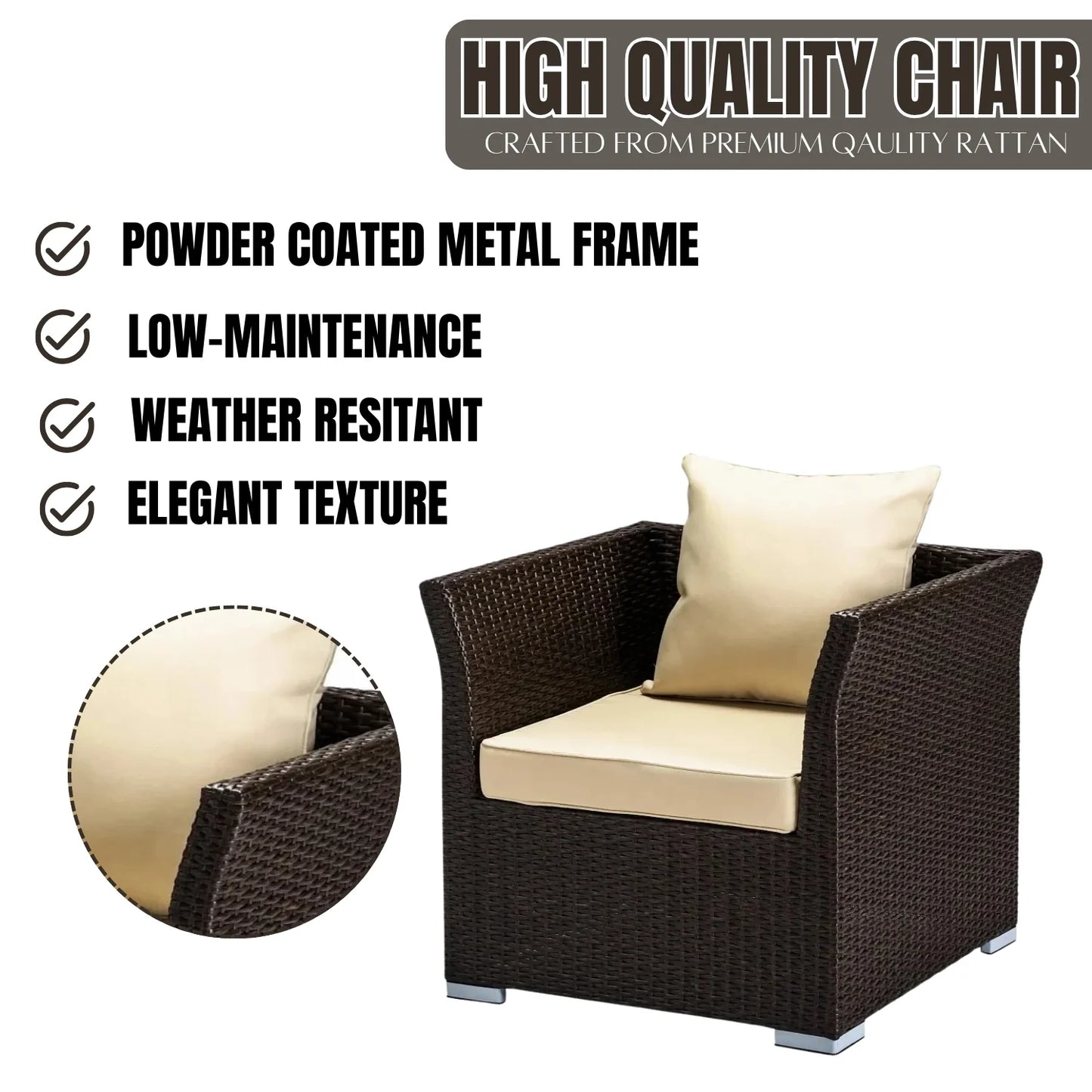Inas Outdoor All-Weather Wicker Single Seater Sofa