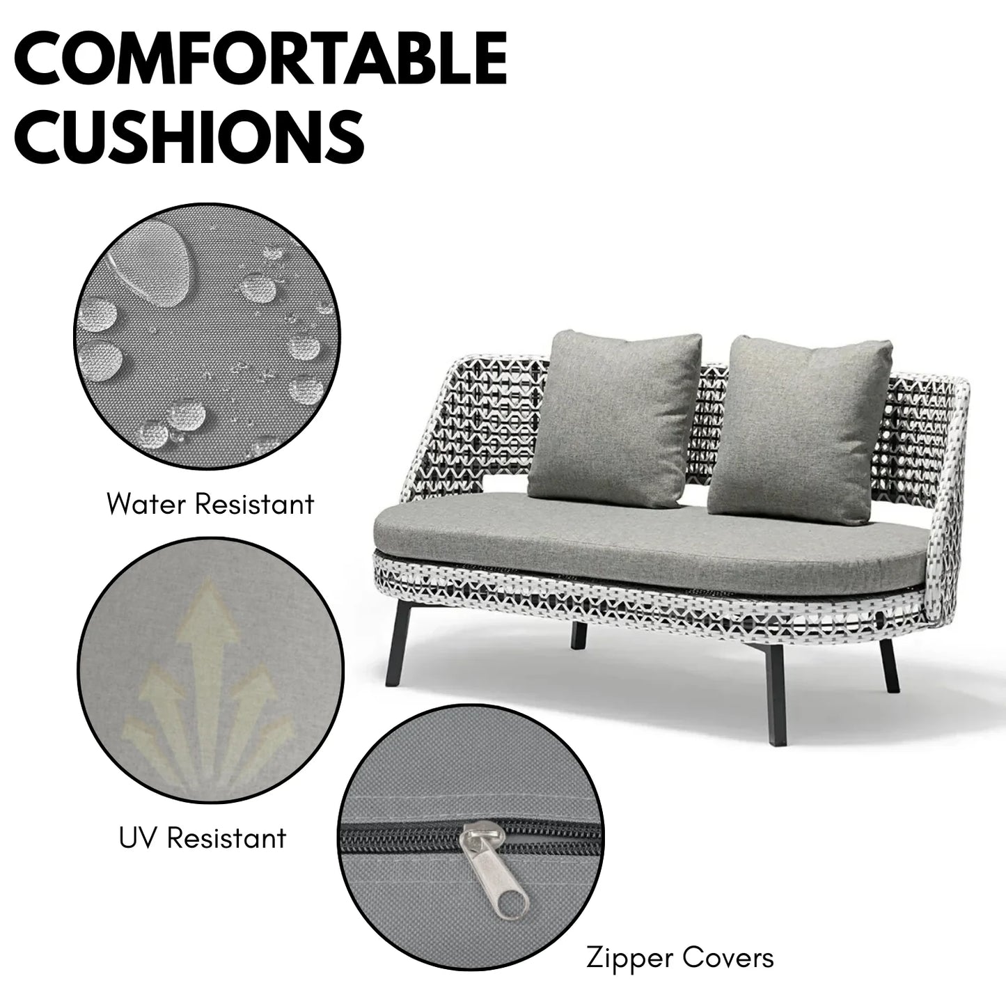 Lujayn Outdoor Double Tone Rattan Wicker Sofa Set