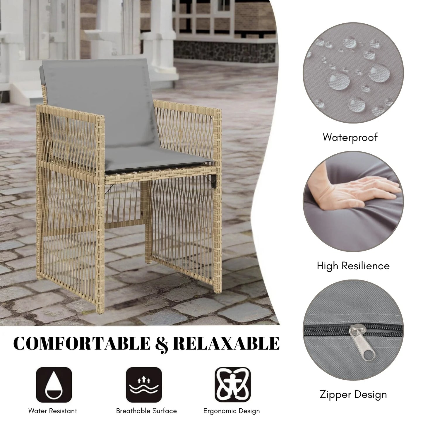 Karine Outdoor Rattan Wicker Dinning Set 7-Piece