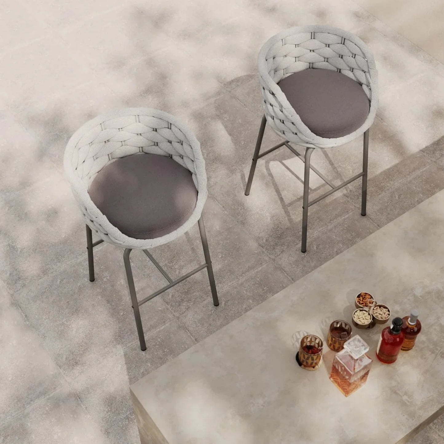 Natalia 2-Piece Outdoor Rope Bar Chairs – Stylish Comfort Built to Last