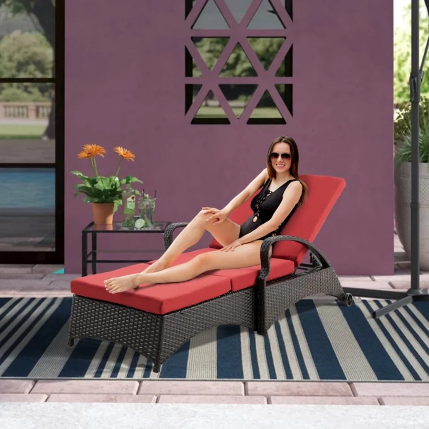 Abir Outdoor All-Weather Wicker Lounger