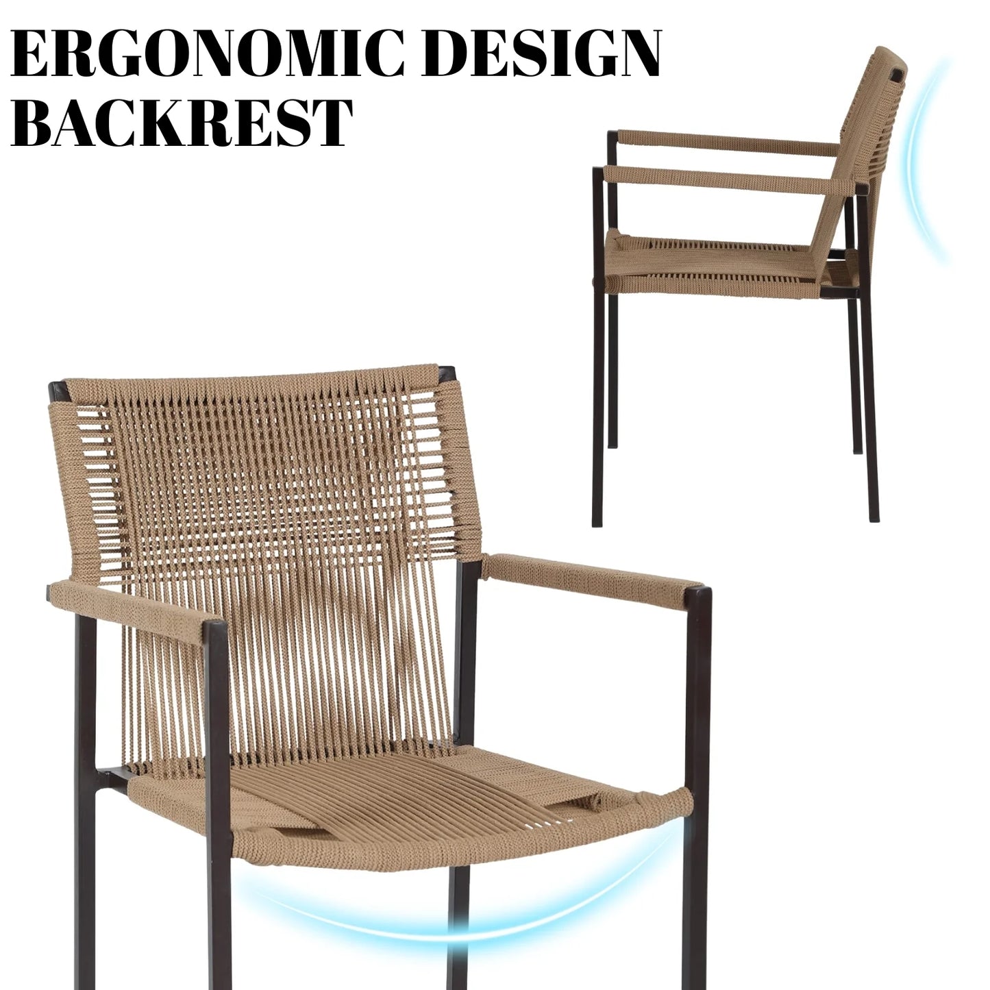 Indigo Outdoor Rope 3-Piece Patio Set (Beige)