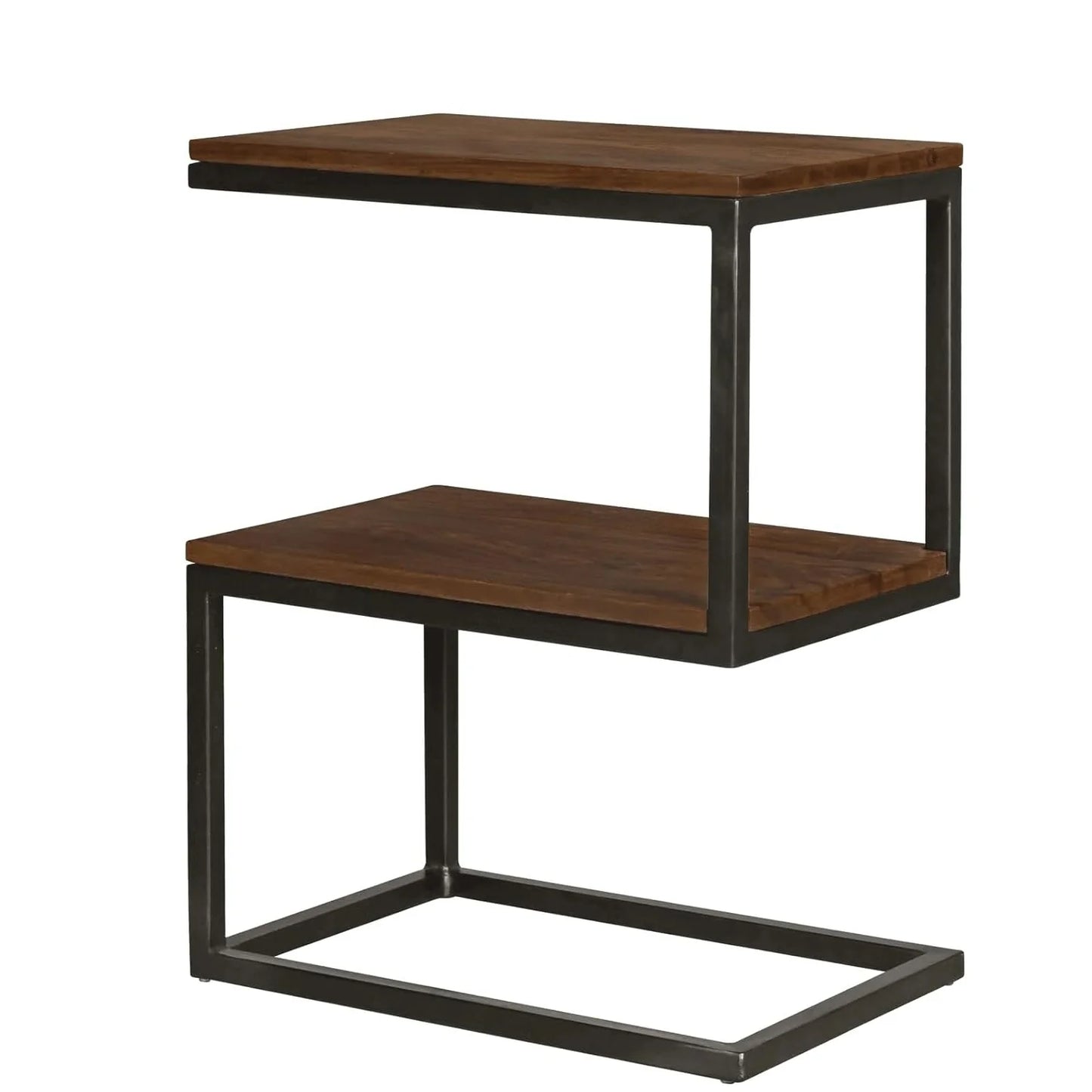 Solid Sheesham Wood S-Shape Bedside Corner Side Table