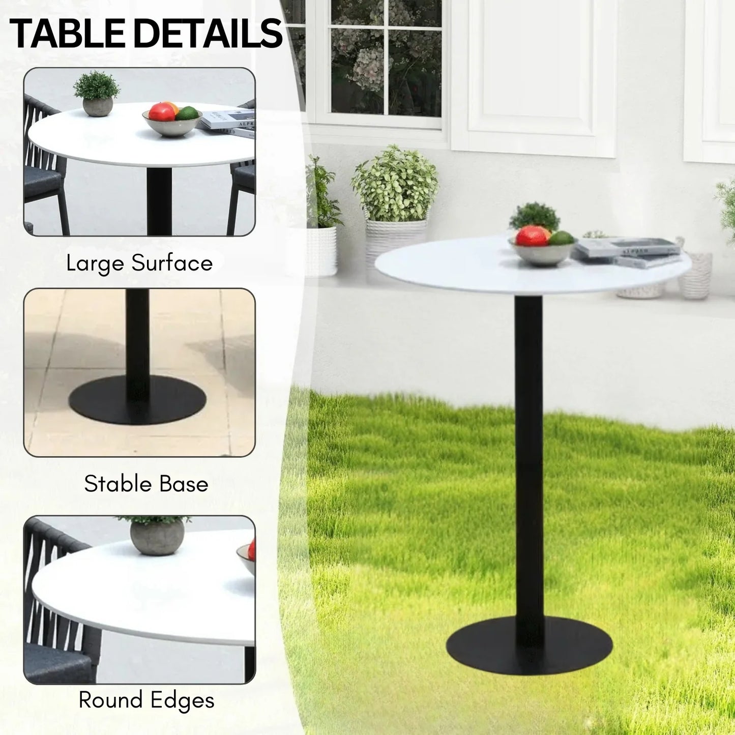 Fenna Premium Outdoor Rope Bar Set With a High-Top Round Table