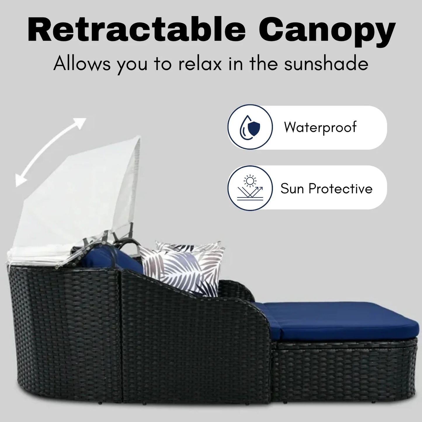 Vilde Outdoor Rattan Wicker Double Seater Canopy Daybed