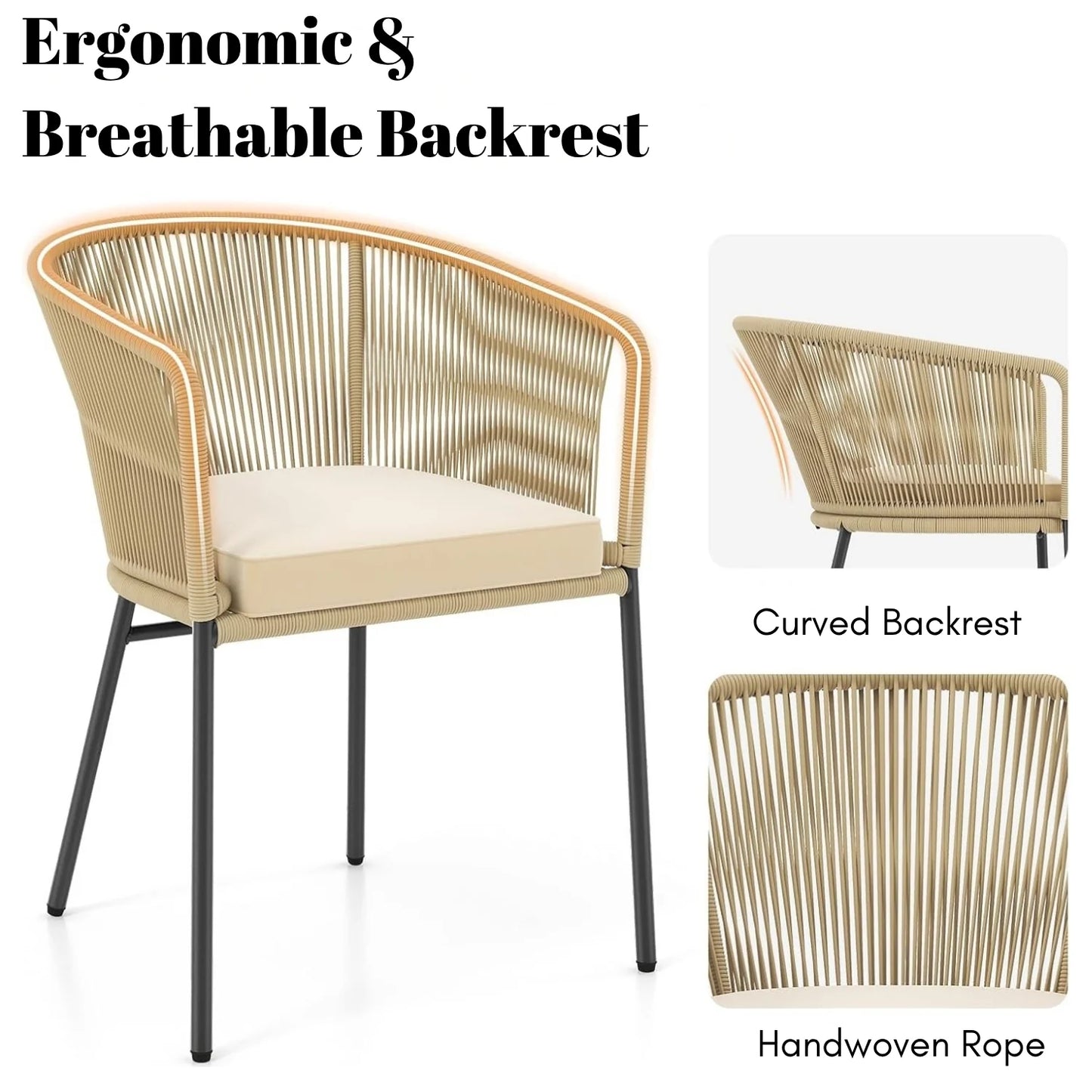 Ruby 4-Piece Outdoor Rope Patio Dining Chairs