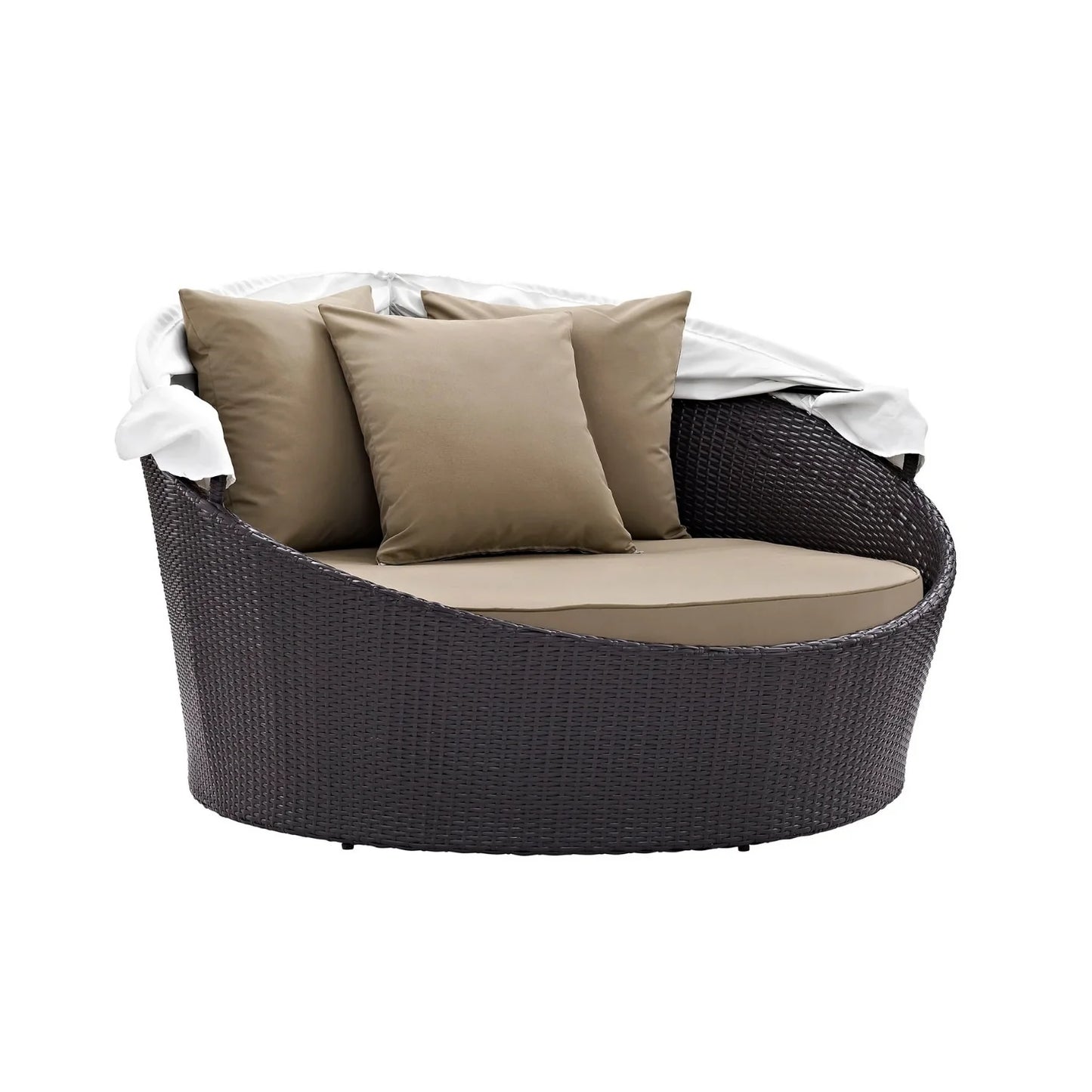 Yetunde Outdoor Rattan Wicker Patio Daybed with Retractable Canopy
