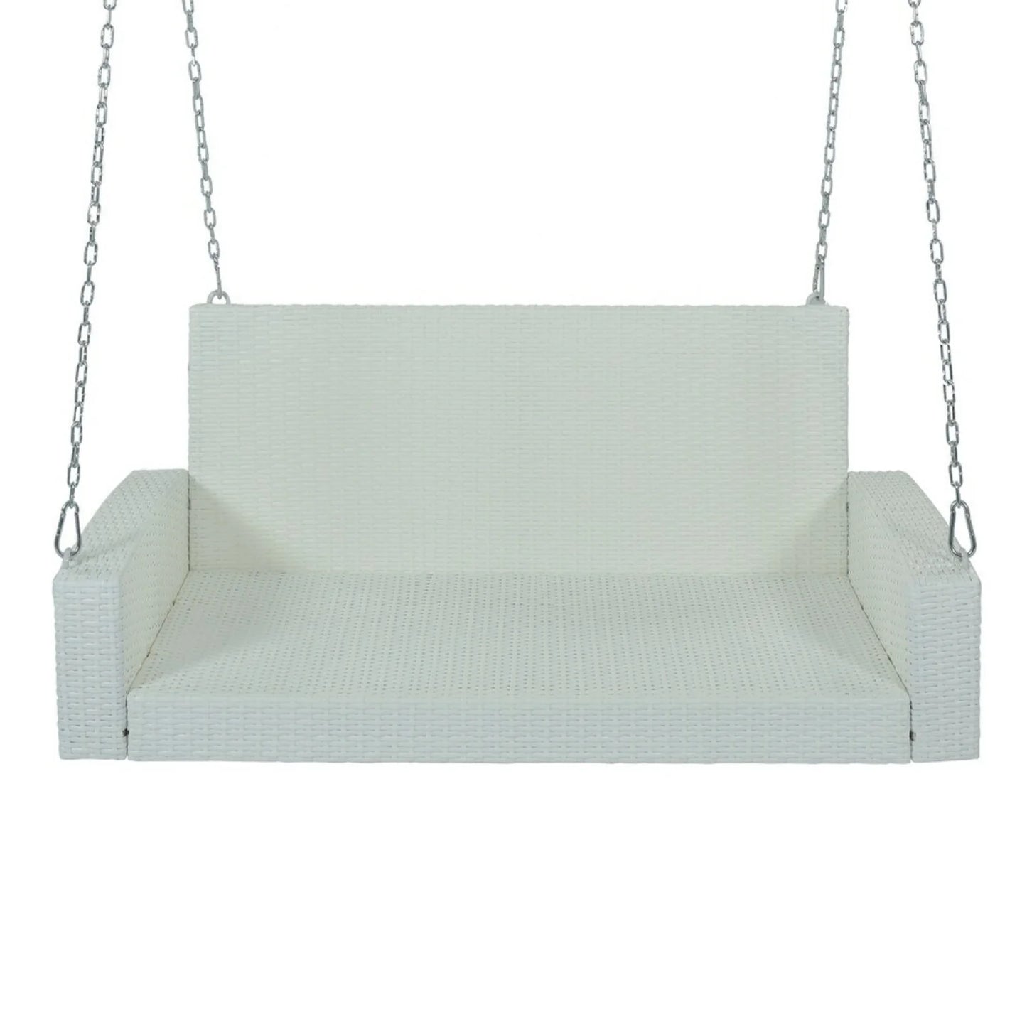 White Rattan Wicker Two Seater Sofa Swing