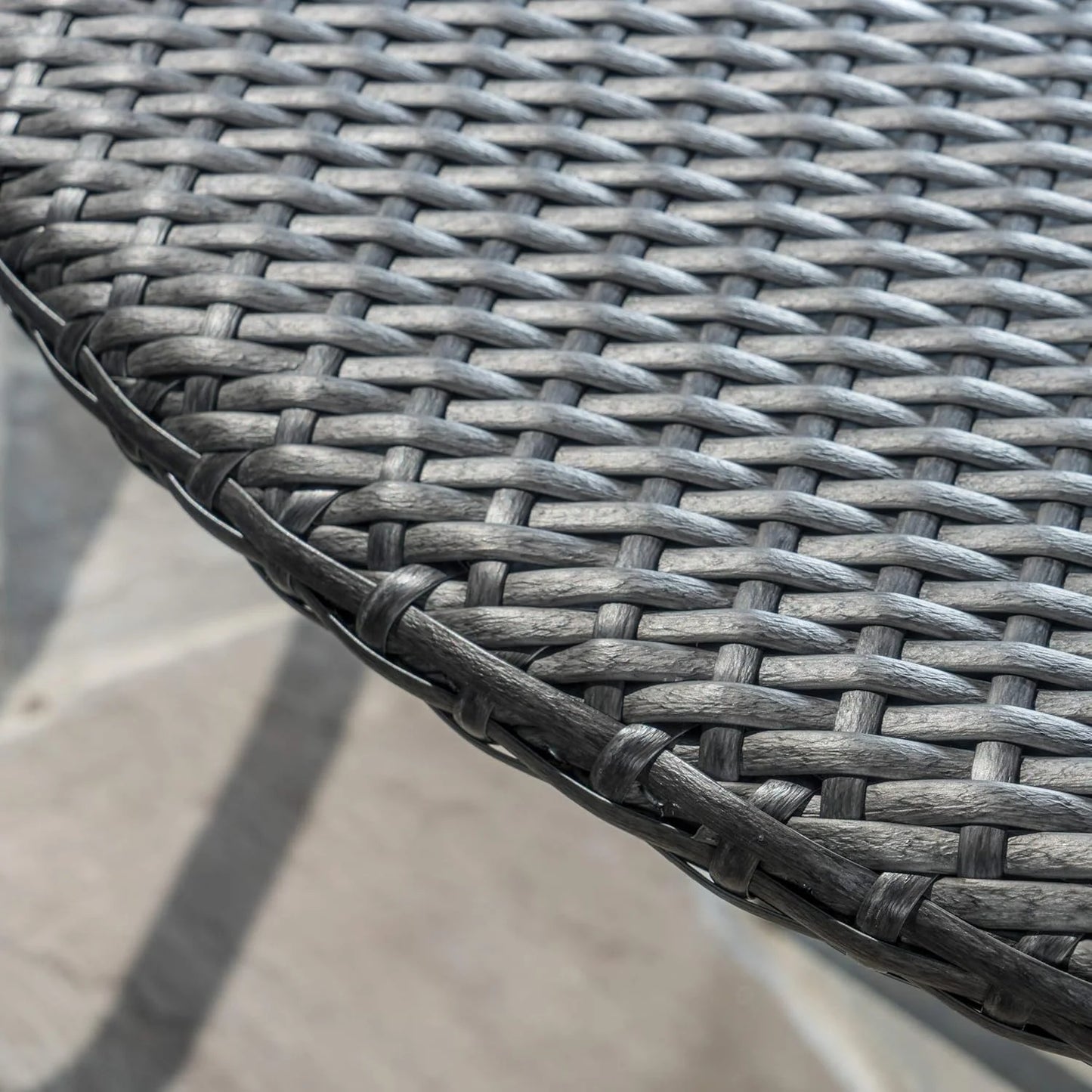 Rokia Outdoor Rattan Wicker Round Patio Table (Black)