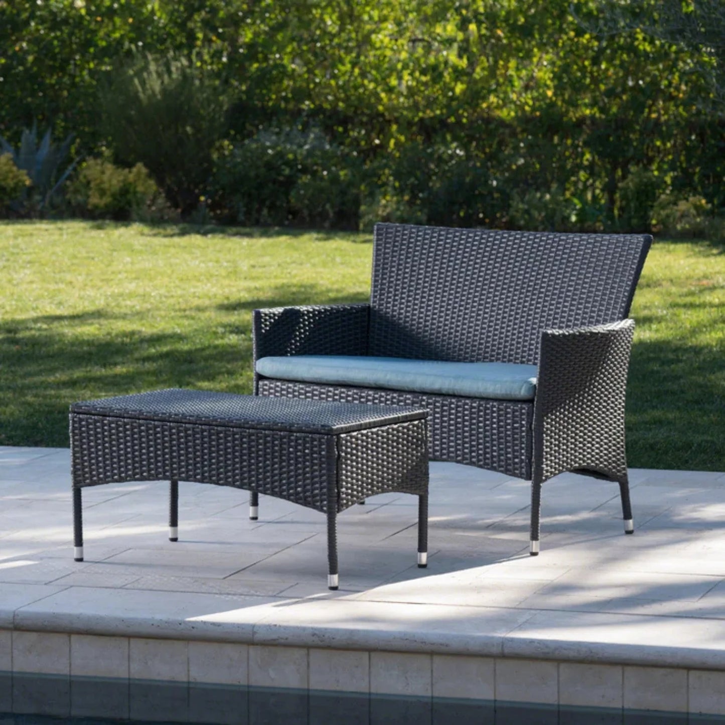 Quinn 2-Piece Outdoor Rattan Wicker Loveseat Sofa