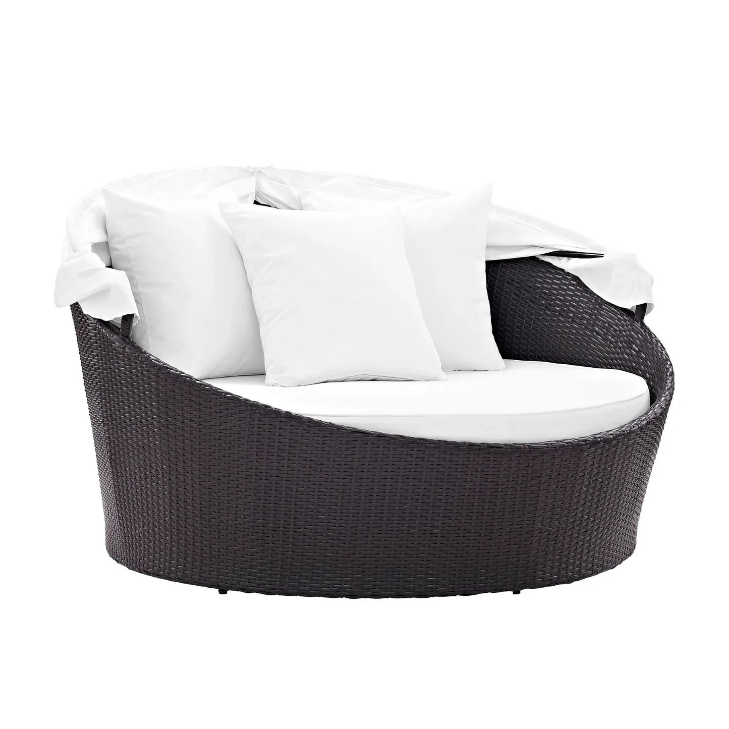 Adama Outdoor Rattan Wicker Patio Daybed with Retractable Canopy