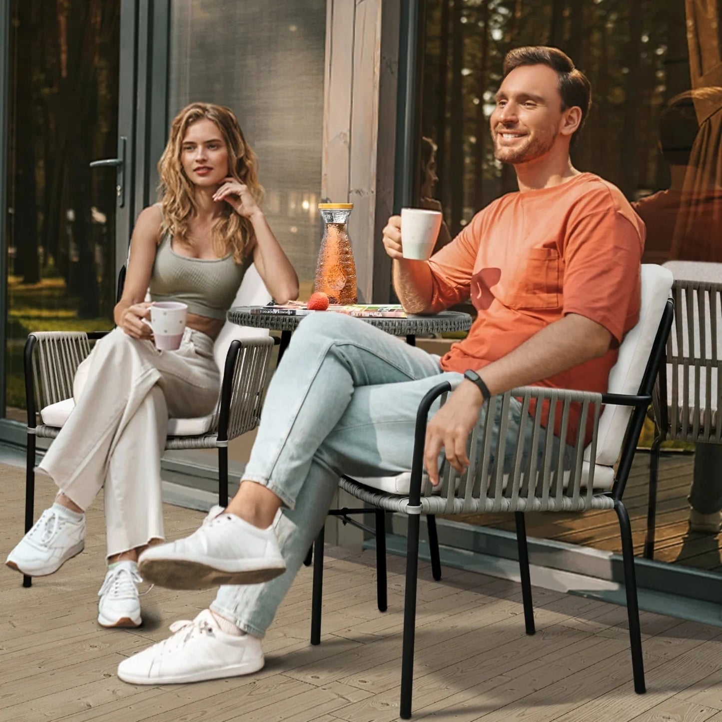 Sakshi 2-Piece Outdoor Rope Patio Dining Chairs