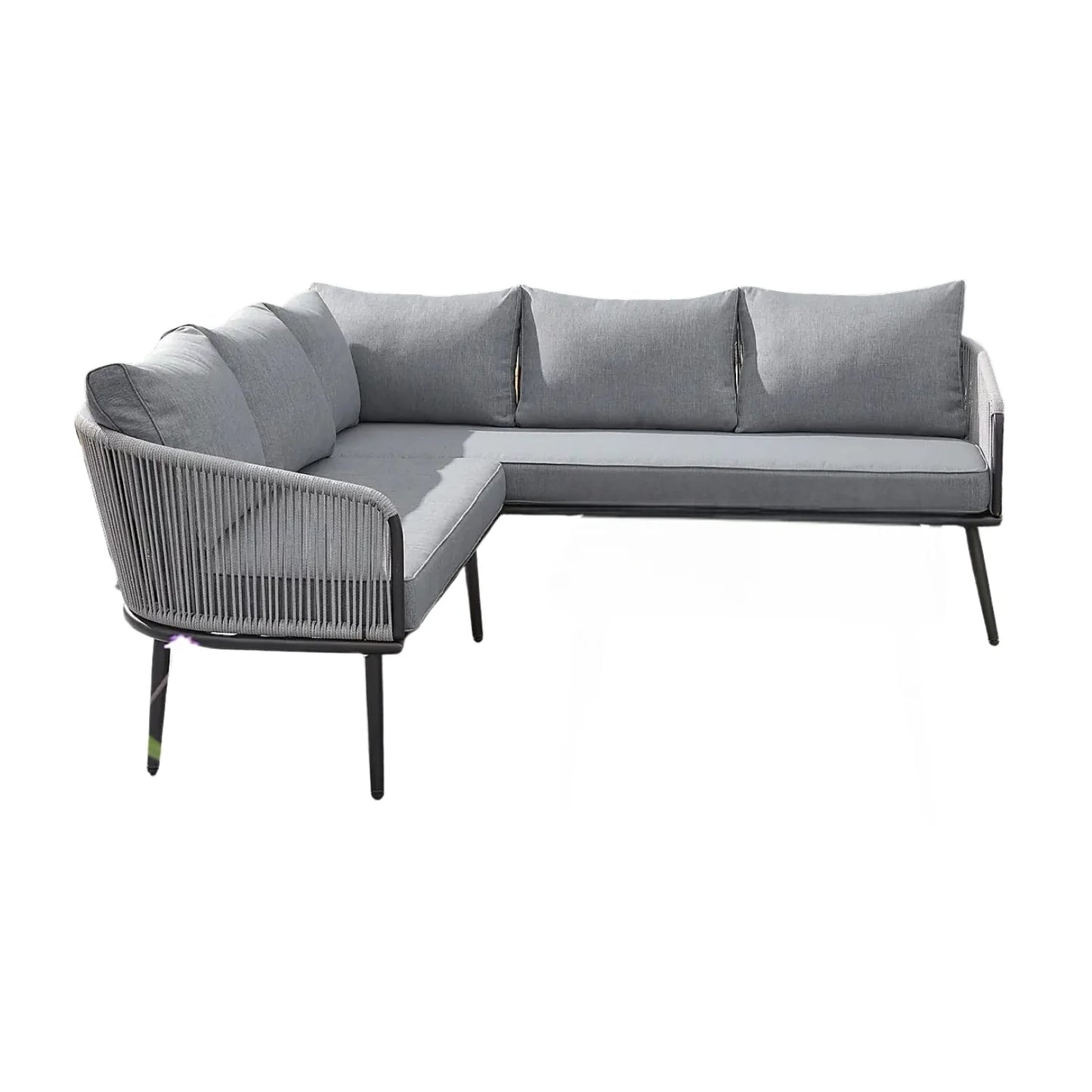 Fozia Outdoor Rope L-Shaped Conversation Sofa Set