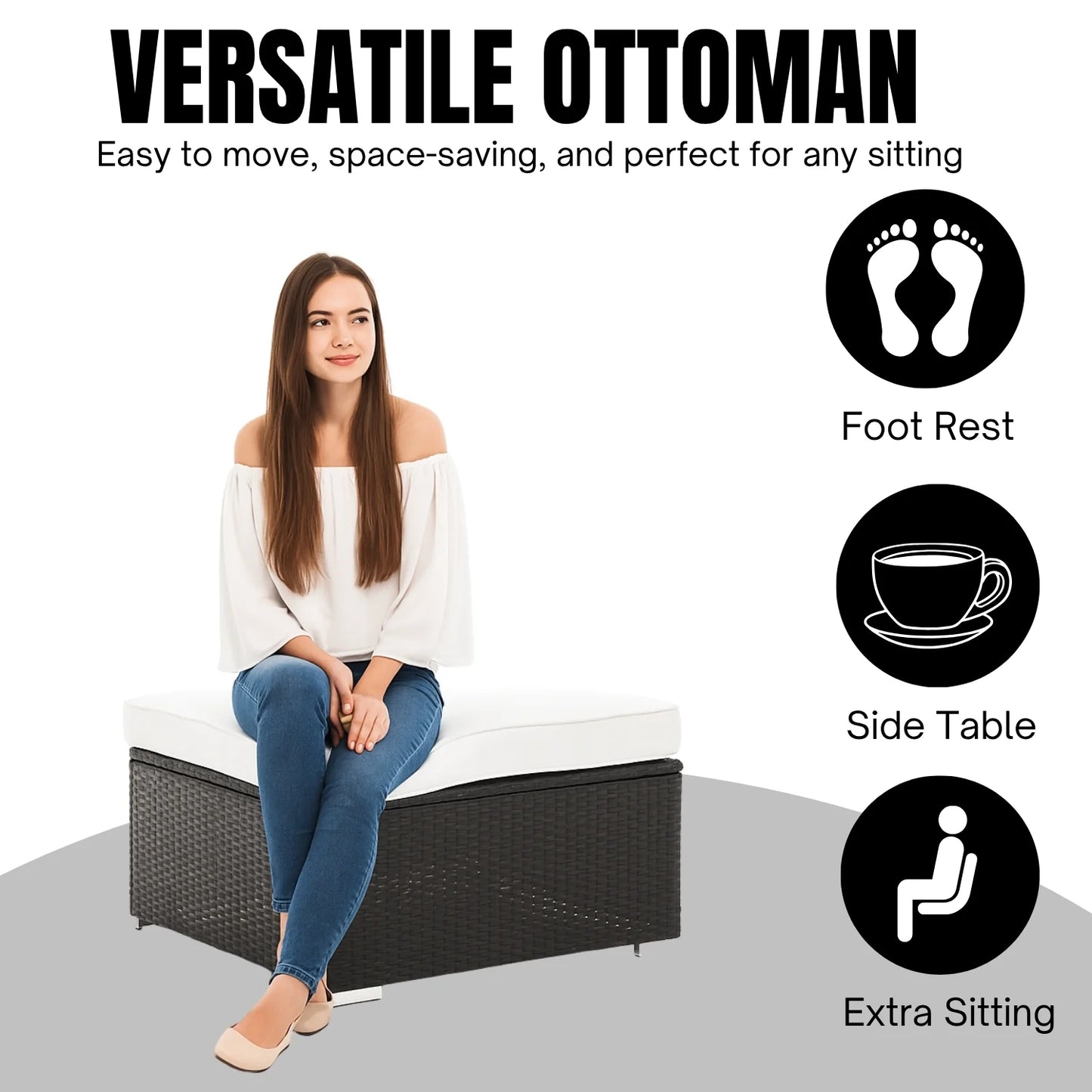 Tamara 6-Piece Outdoor Conversation Set (Black/Off-White)