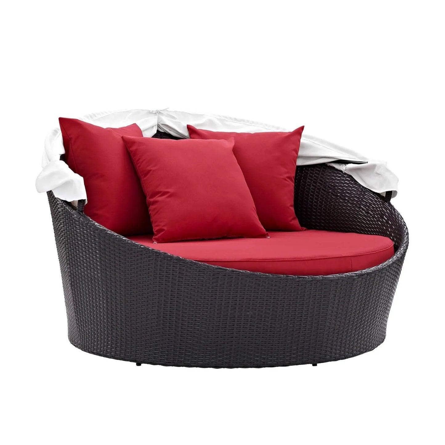 Zikora Outdoor Rattan Wicker Patio Daybed with Retractable Canopy
