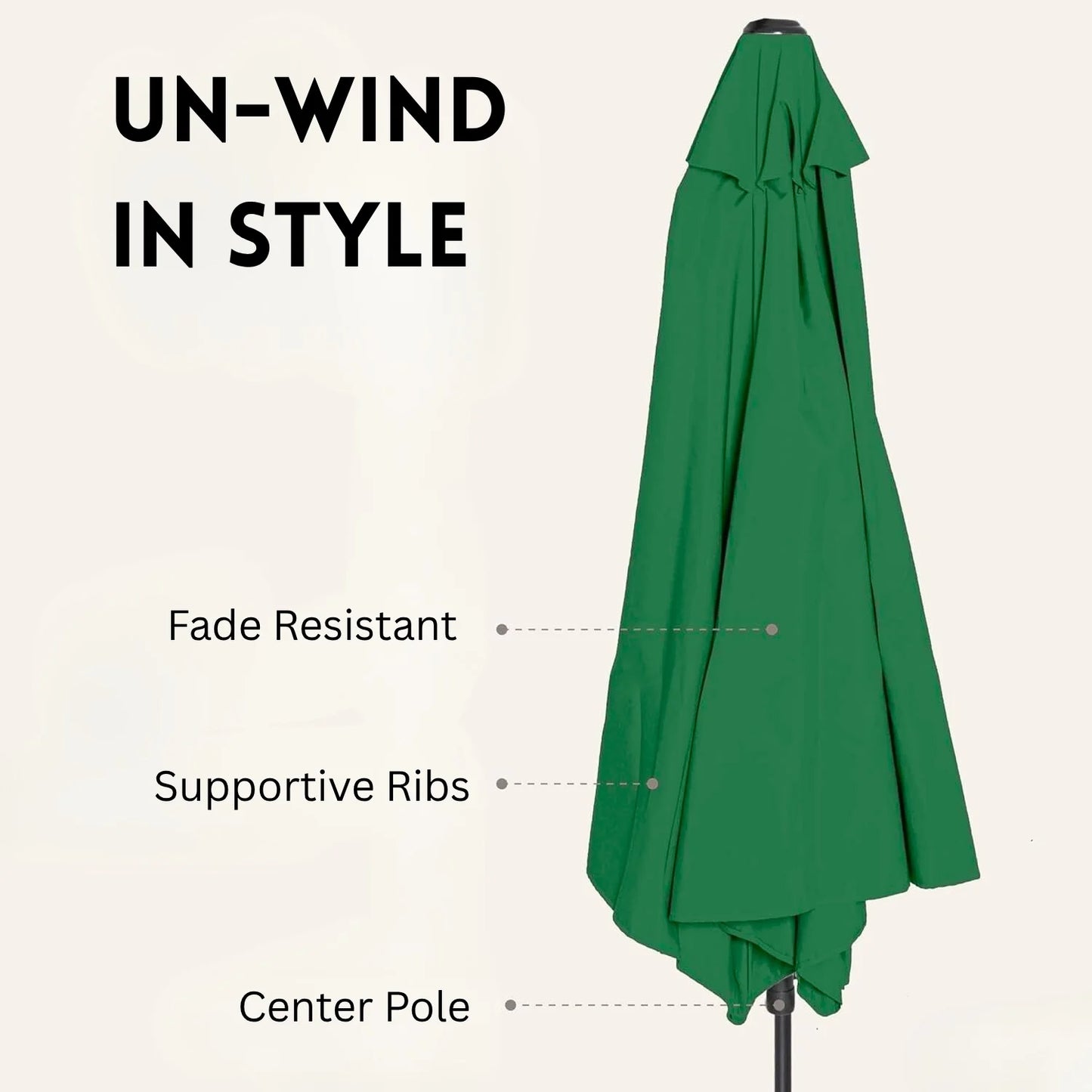 Abena 9ft Green Color Outdoor Patio Umbrella with Centre Pole