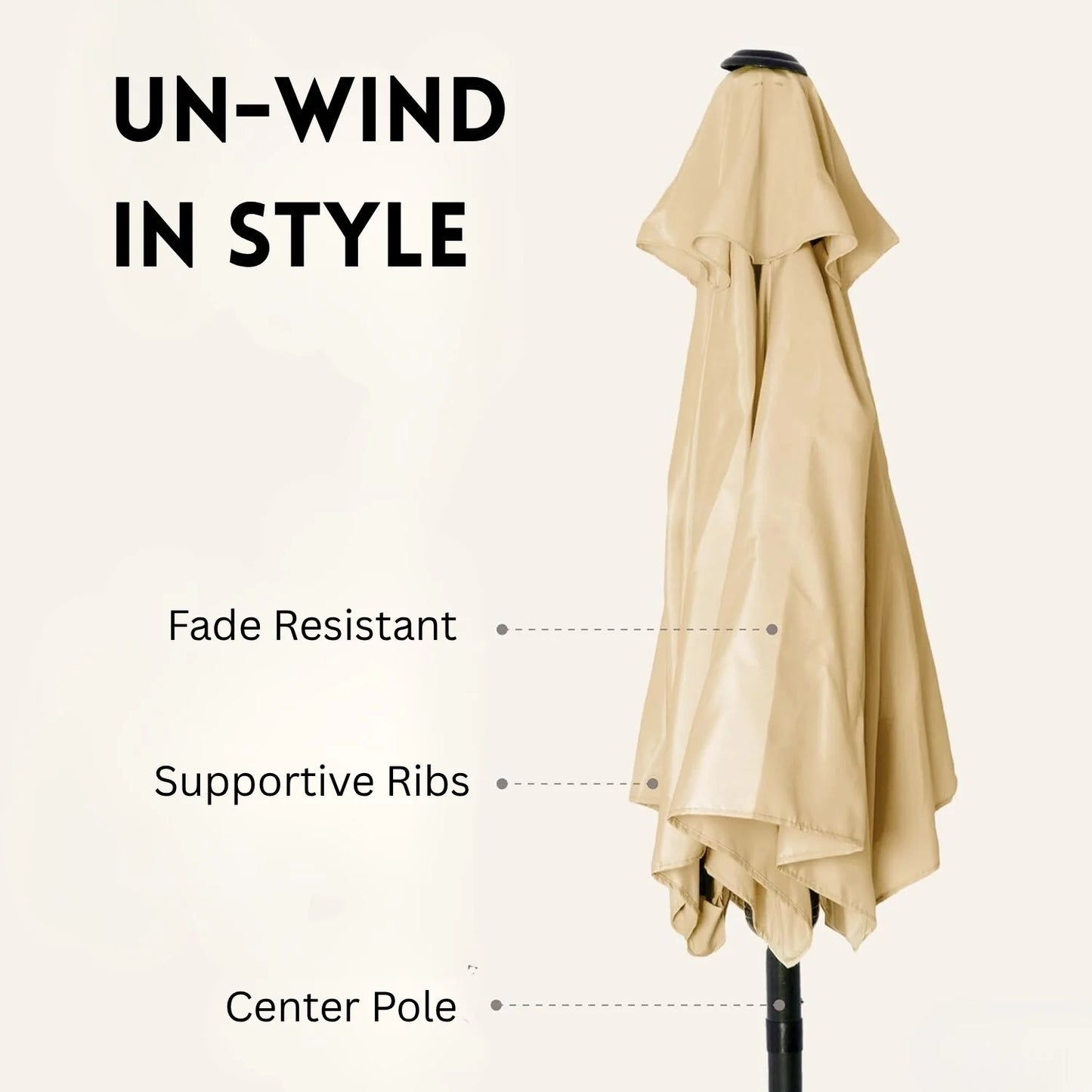 Adwoa 9ft Beige Color Outdoor Patio Umbrella with Centre Pole
