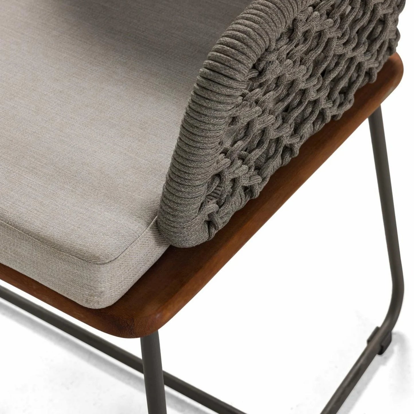 Adelyn Outdoor Rope 2-Piece Patio Chairs With Wooden Base