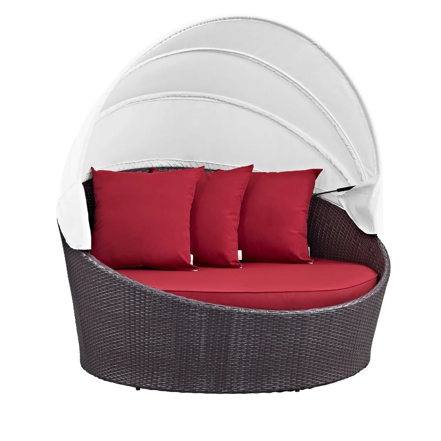 Zikora Outdoor Rattan Wicker Patio Daybed with Retractable Canopy