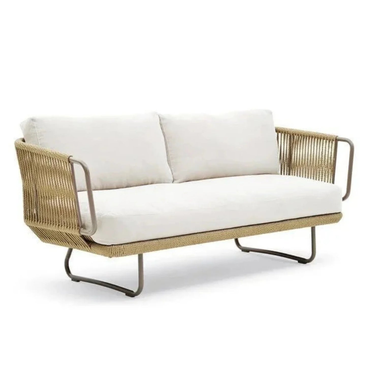 Lavika Outdoor 5pcs All-Weather Rope Sofa Set with Cushions (Beige & White)