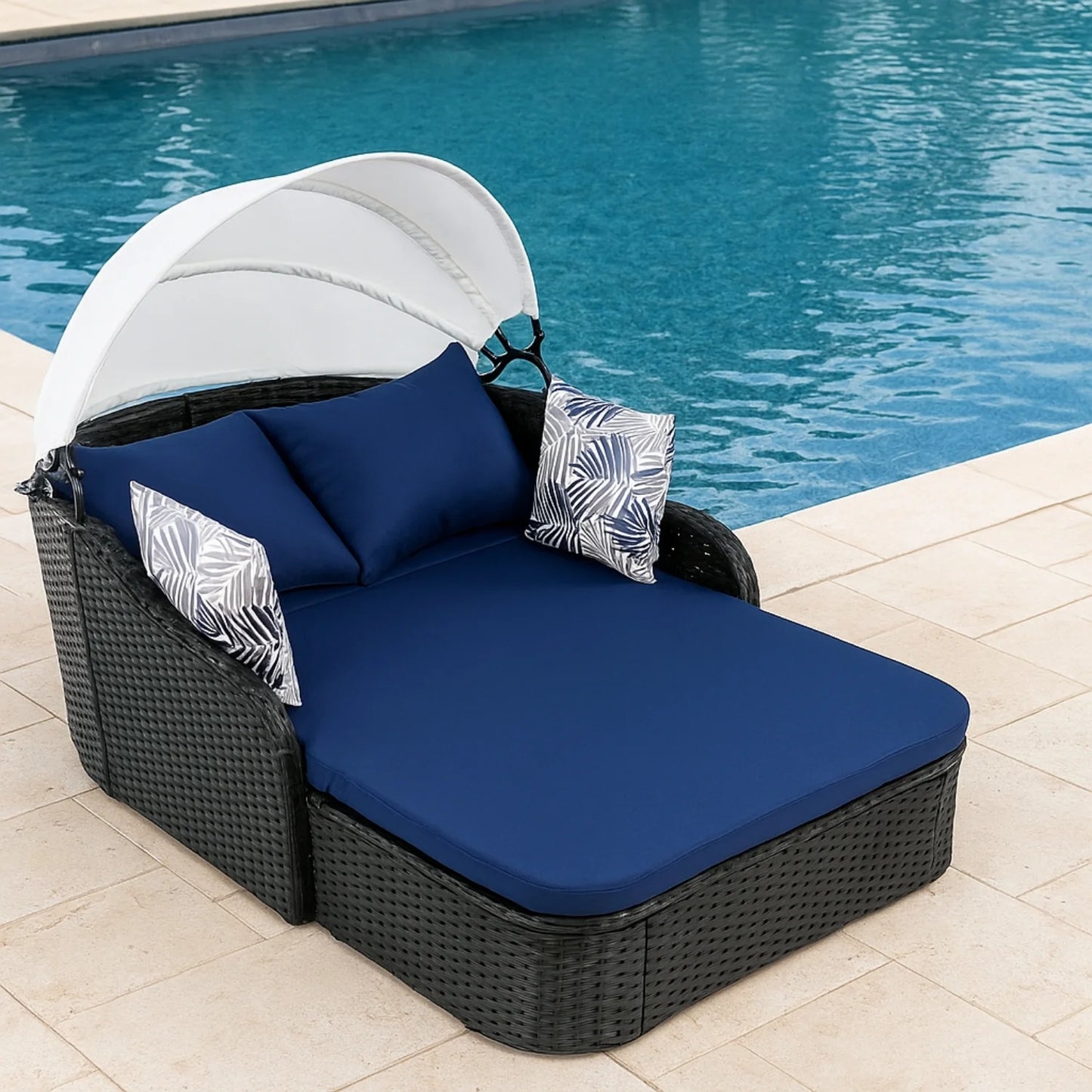 Vilde Outdoor Rattan Wicker Double Seater Canopy Daybed