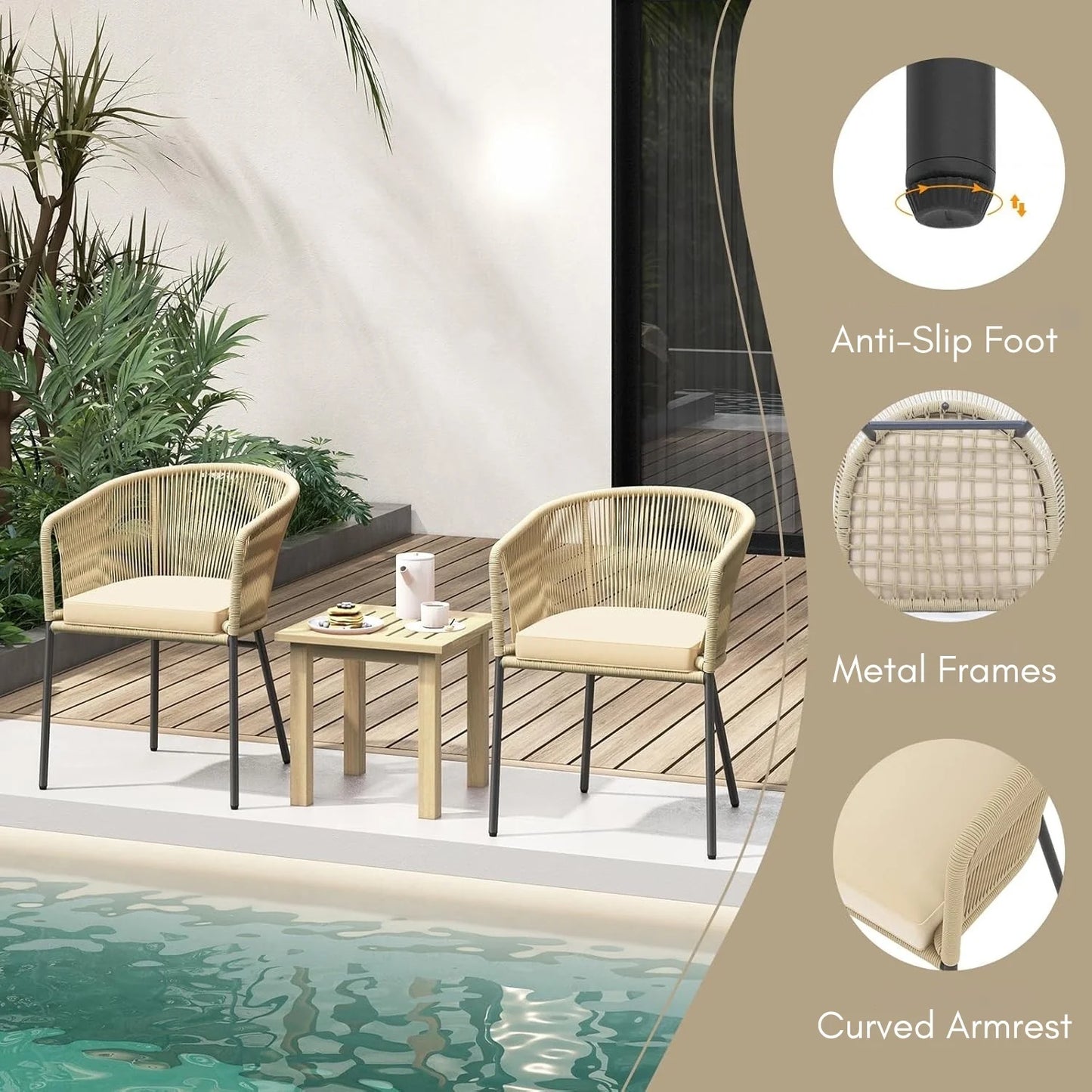 Ruby 4-Piece Outdoor Rope Patio Dining Chairs