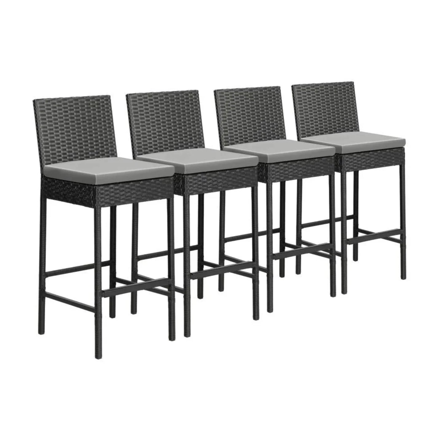 Flor 5-Piece Outdoor Rattan Wicker Bar Set with Glass Top Table