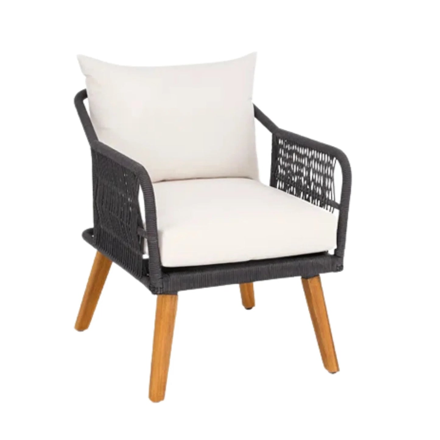 Adriana 4-Piece Outdoor Rope Patio Furniture Set with Wood-Top Table