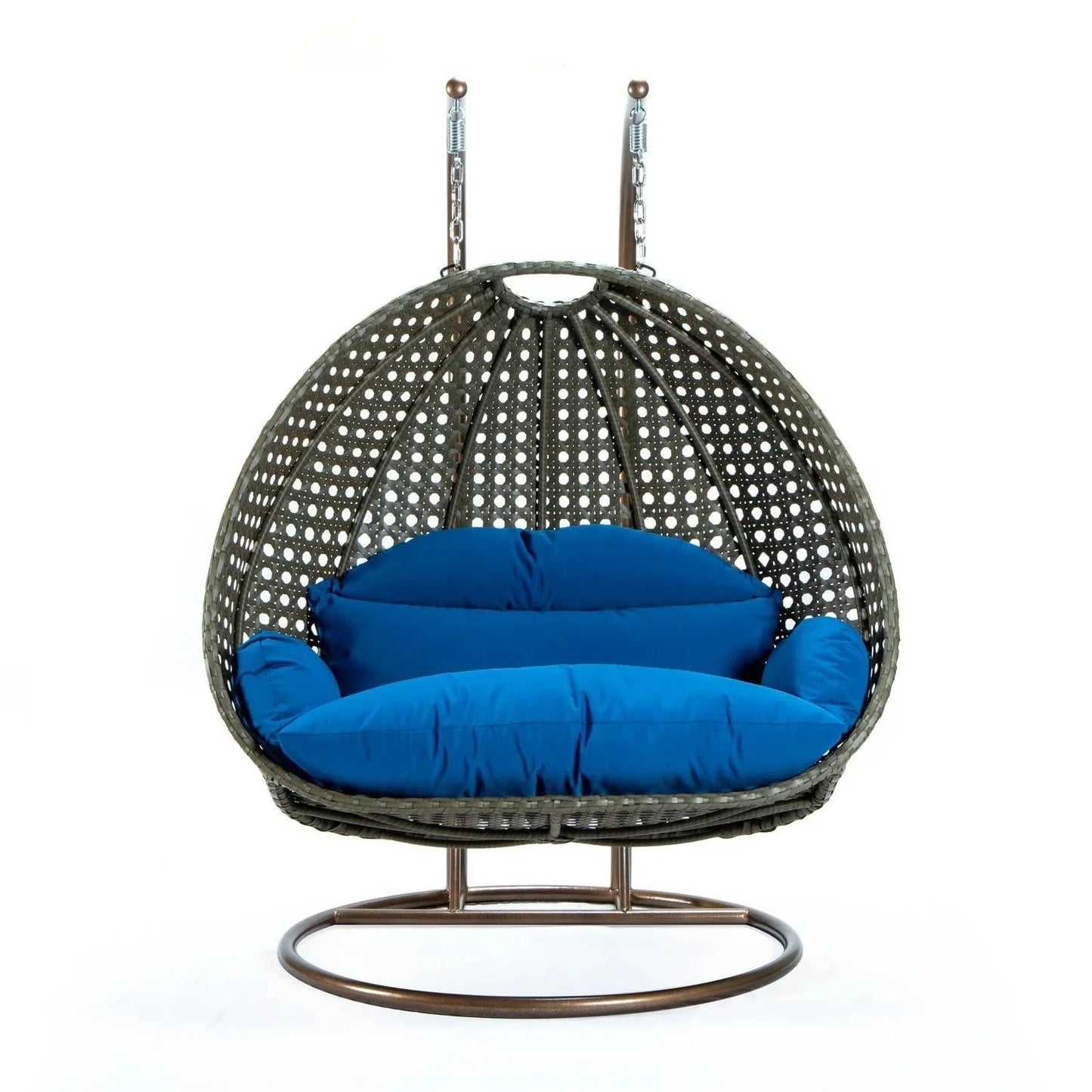 Guo Double Seater Hanging Swing Chair (Dark Brown/Royal Blue)
