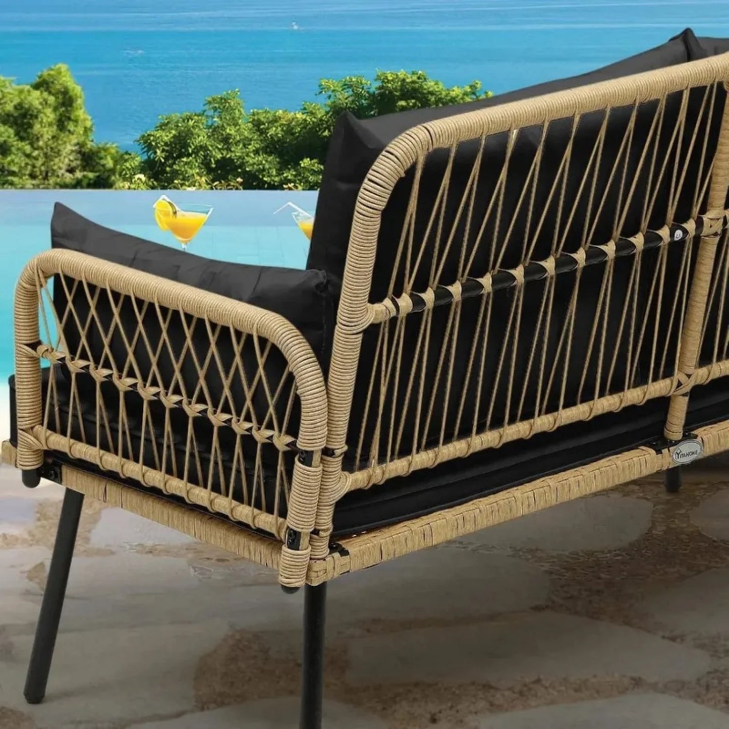 Haisley Outdoor Rope Loveseat Sofa