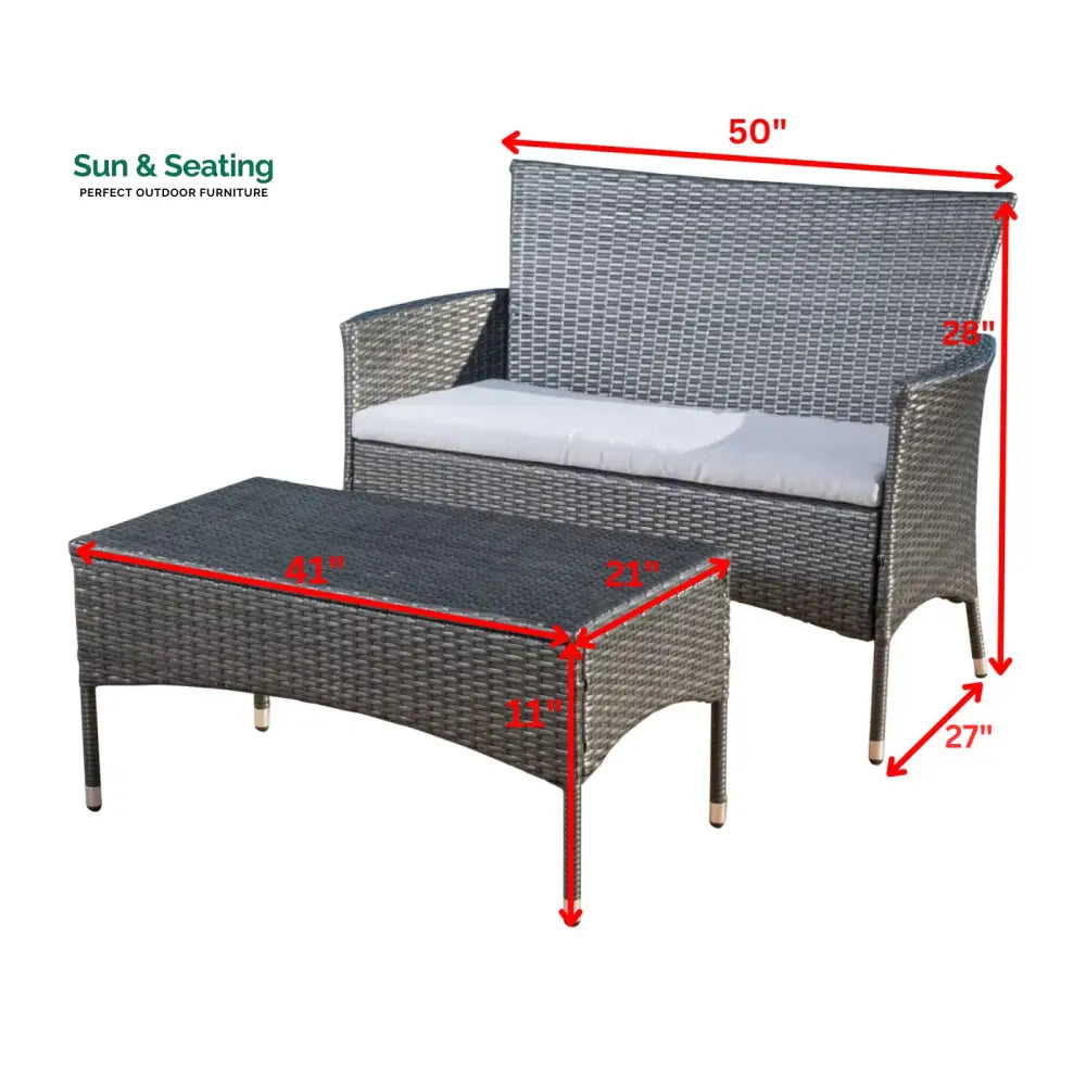 Allesi Outdoor 2 seater Sofa and 1 Center Table (Dark Grey + White) Sofa Sets