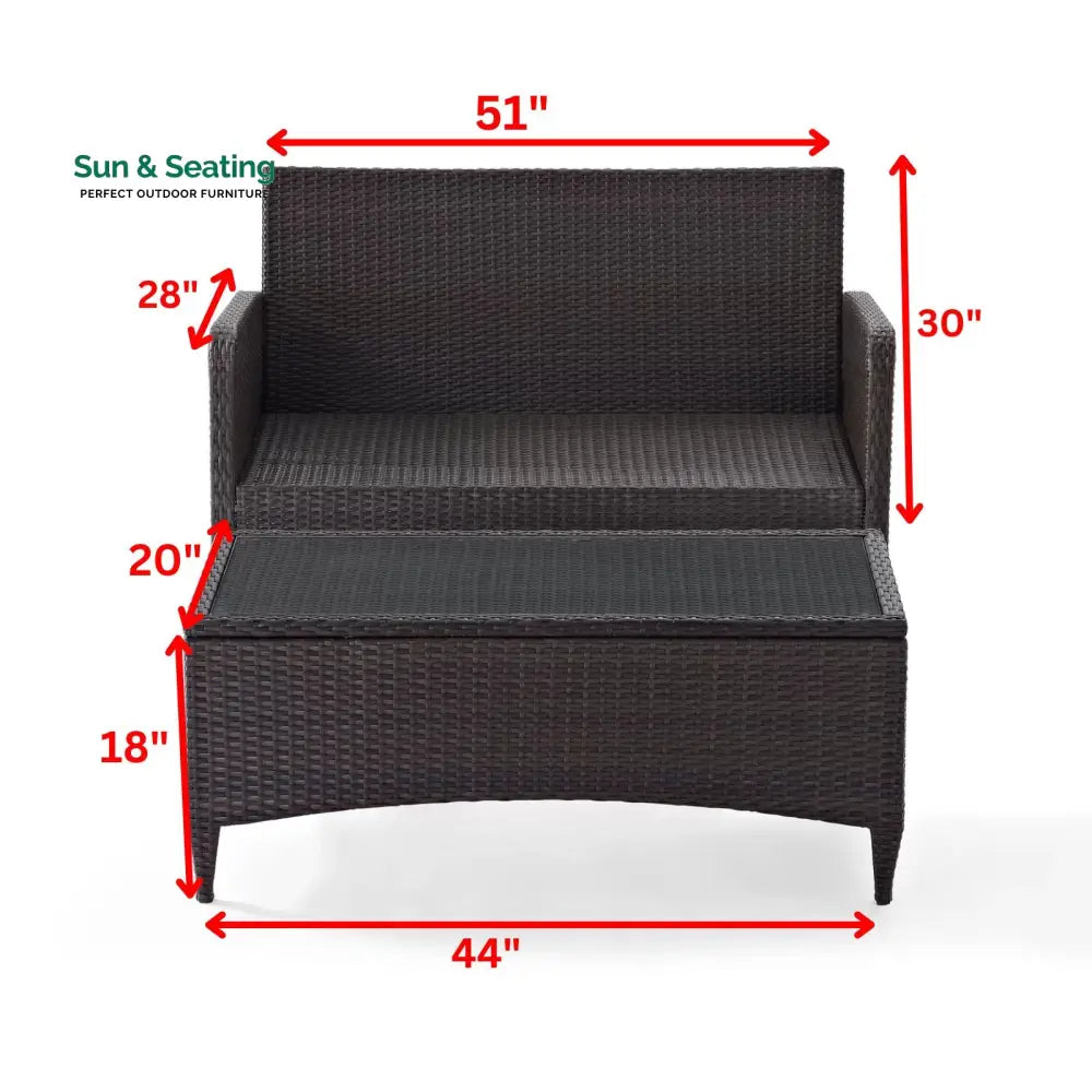 Angelo Outdoor 2 seater Sofa and 1 Center Table (Brown + Beige) Sofa Sets