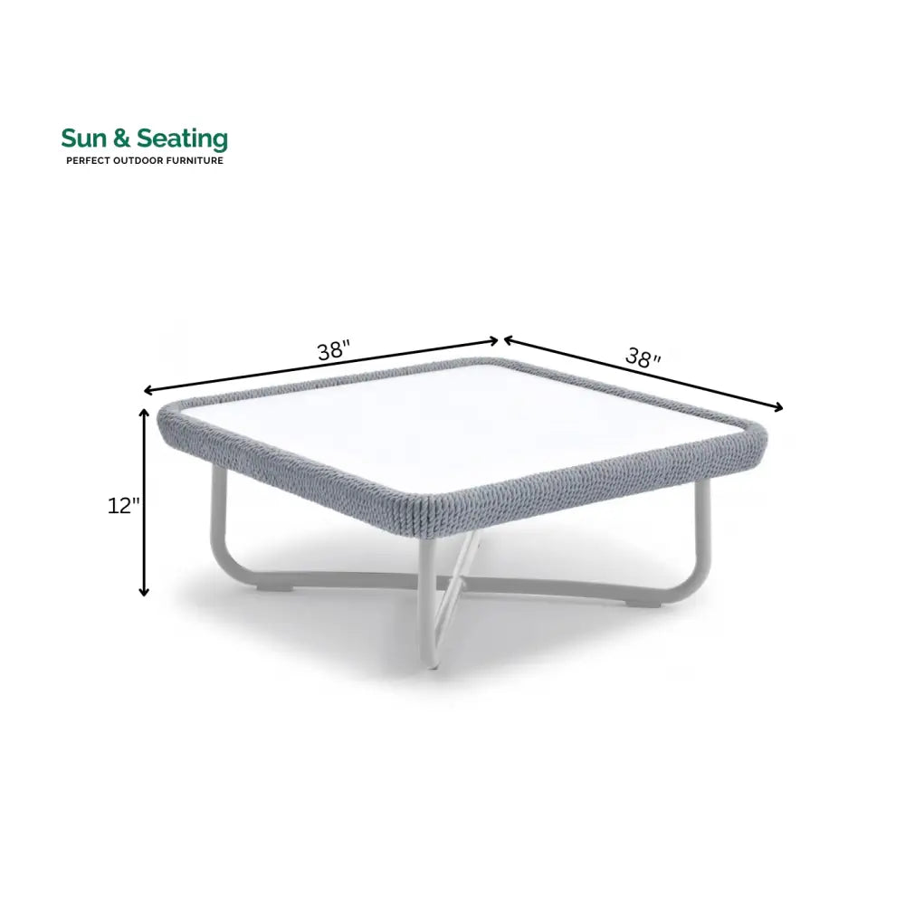 Astoir Outdoor Garden Balcony Sofa Set 3 Seater 2 Single Seater and 1 Center Table Set Braid & Rope (Grey-Blue) Sofa