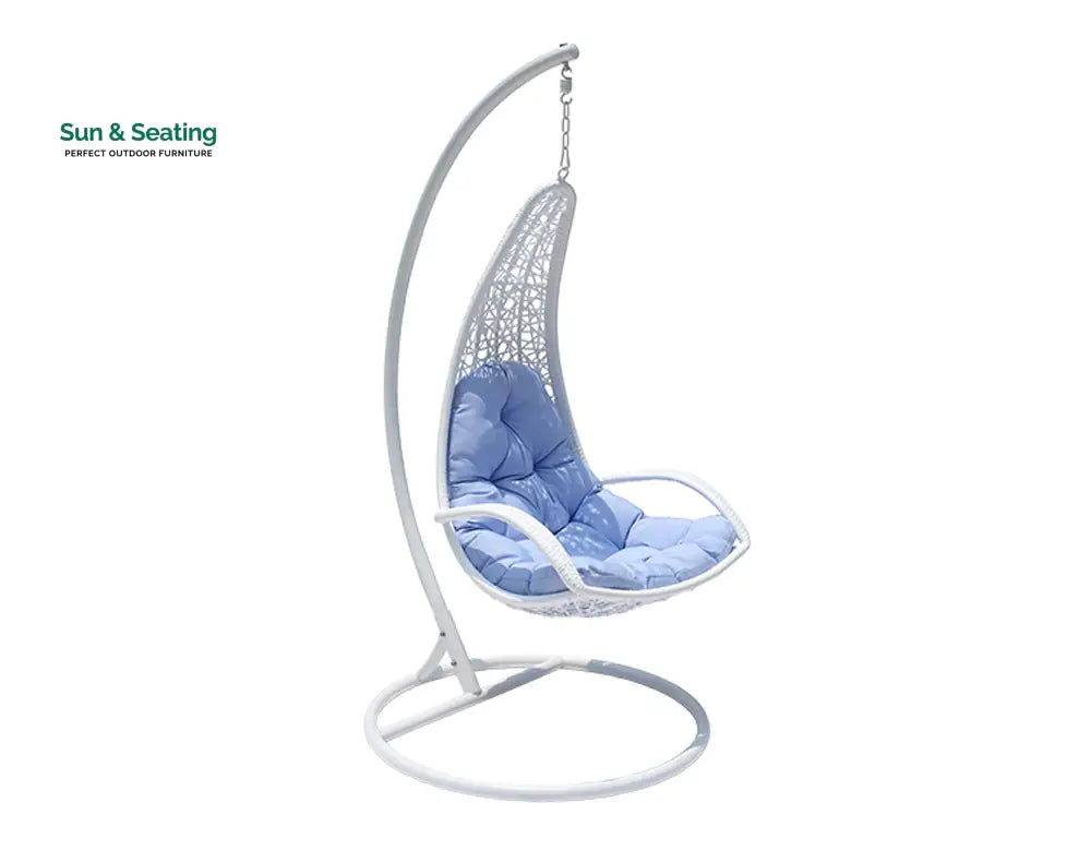 Balotelli Single Seater Hanging Swing With Stand For Balcony Garden Swing (White) Swings
