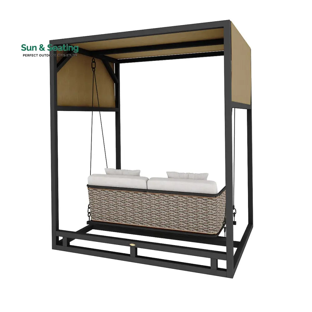 Betancur Double Seater Hanging Swing With Stand For Balcony Garden Swing (Grey) Swings