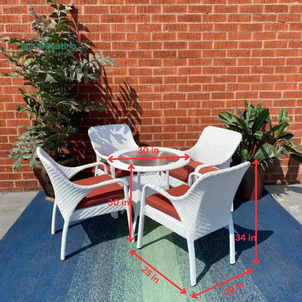 Binky Outdoor Patio Seating Set 4 Chairs and 1 Table Set (White) Coffee Table Sets
