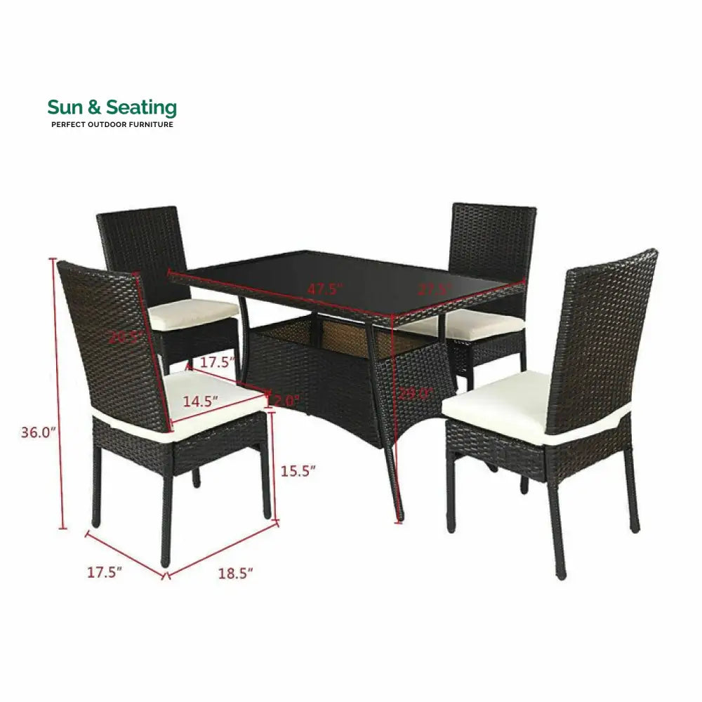 Bonucci Outdoor Patio Dining Set 4 Chairs and 1 Table (Dark Brown) Dining sets