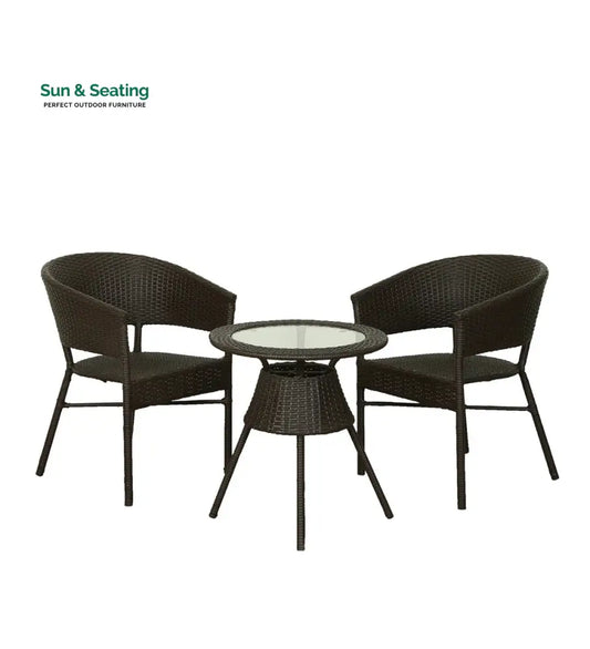 Bud Outdoor Patio Seating Set 2 Chairs and 1 Table Set (Brown) Coffee Table Sets
