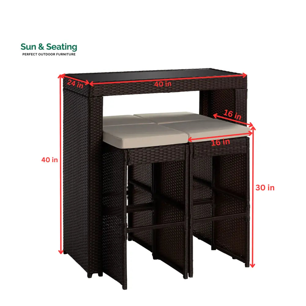 Capone Outdoor Patio Bar Sets 4 Stools and 1 Table (Dark Brown) Bar Sets